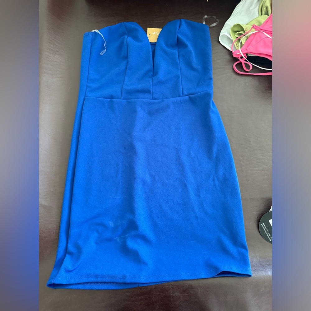 Girl Hero Boutique V-Wire strapless Dress - Ink Blue - Large